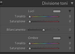 Il pannello divisione toni delle precedenti versioni di Lightroom